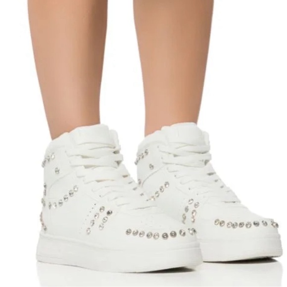 Alexander Wang Shoes - AZALEA WANG WHITE EMBELLISHED HIGH TOP SNEAKER